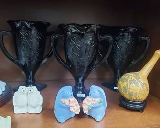 Black glass & variety of shakers