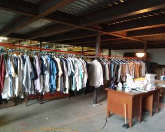 Lots of men's clothing..short sleeve, long sleeve, pants, overalls and jackets. Carhartt, Levi's, Cabela's, Wrangler and some vintage clothing including tshirts.
