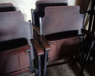 Vintage wooden auditorium chairs 