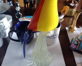 Murano hand blown glass parrot 