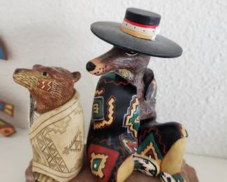 Robert Shields - Trickster Coyote and Bear.  Initials on the Trickster! 