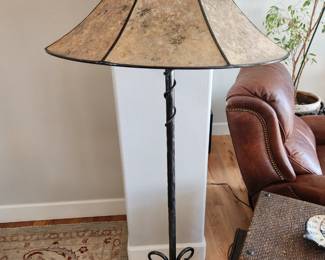 Wrought Iron Base Standing Lamp.