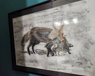 Original signed by Artist. Fox and Prey. 