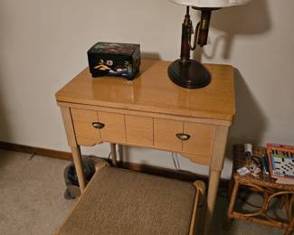 sewing machine with stand and stool