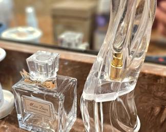 Perfume bottles and beauty products
