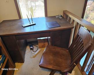 solid smaller wooden desk with office chair, sold separately 