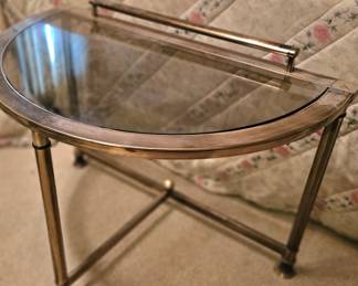 Hollywood Regency metal half table 