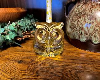 Blenko Glass Owl Paperweight