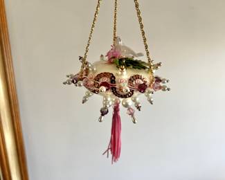Vintage Push Pin Beaded Ornament (Dove)