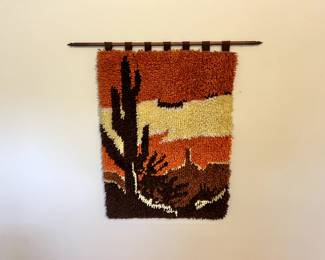 Vintage Latch Hook Rug Wall Art (Western Scene)