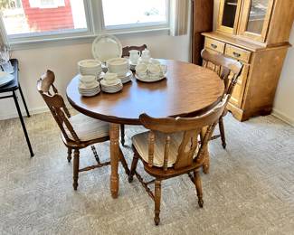 Wood Table with 4 Chairs + 2 Leaves