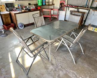 Patio Table and 4 Folding Chairs