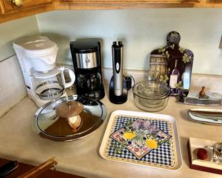 Coffee Pots, Electric Cork Screw, Pyrex Storage Bowls