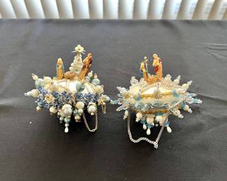 Vintage Push Pin Beaded Ornaments (Holy Family)