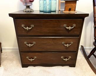 Small Three Drawer Dark Wood Dresser