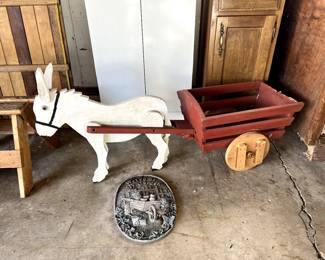 Sweet Vintage Donkey Cart Planter