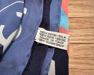 J42 - $150. Chanel Silk Scarf ( 1 very minor pull noted) Vibrant colors. 
