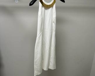 C70 - $15. Size 0 - French Connection White Dress with Gold Accents. 