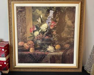 C136 - $12. "Seaview & Peonies" Print. Measures 31" square. 