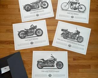C157 - $30 - Set of 5 Harley Davidson Prints. 