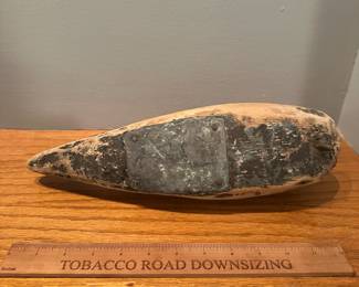 D14 - $35. Unsigned Duck Decoy with Metal Plate on the Bottom. 