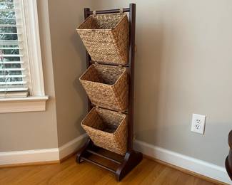 C22 - $25 - Hanging basket organizer. Measures 15" wide x 12" deep x 42" tall. 