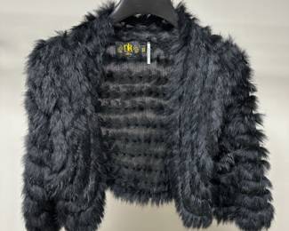 C79 - $50. XS - Metric Knits Fur Collection. Rabbit Fur Shrug. 