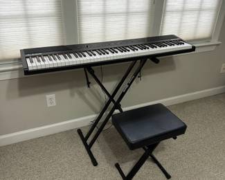 C13 - $85 - Alesis Recital Digital Piano with Full Size Keys. Includes Stand & Stool. Does have  a little bit of sticker residue on the keys from learning to play!