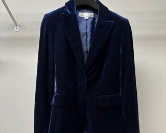 C75 - $20. Size 2. Tahari Navy Blue Velvet Blazer. 
