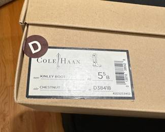 C126 - $30. Size 5.5. Cole Haan Kinley Boot in Chestnut. 