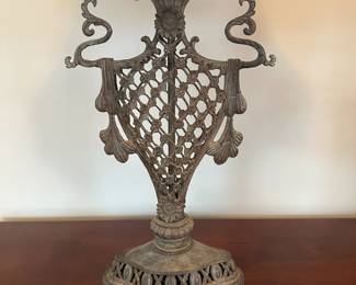 C28 - $45 PAIR of lamps. Bases are metal - shades are in great condition. Measures 30" tall. 