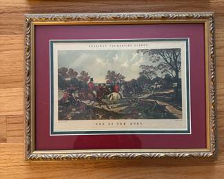C145 - $40 PAIR - Herrings Fox Hunting Scenes - Each Measures 15.5" x 12". "The Meet" & "End Of The Hunt"