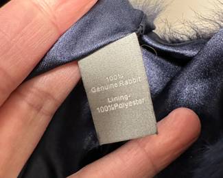 C86 - $50. XS - Neiman Marcus Rabbit Fur Vest in Blue