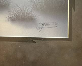 C140 - $35. "The Sacred Realm" Framed & Matted Print by Vann. Measures 32.5" x 26". 