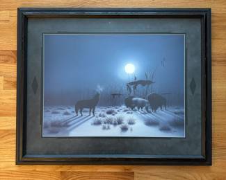 C140 - $35. "The Sacred Realm" Framed & Matted Print by Vann. Measures 32.5" x 26". 