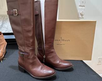 C126 - $30. Size 5.5. Cole Haan Kinley Boot in Chestnut. 