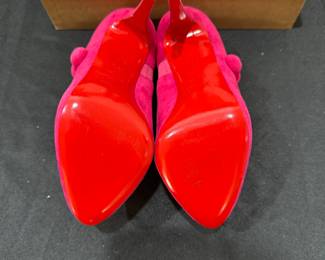 C122 - Size 35.5. $225. Christian Louboutin C'est Moi Pink Suede Button Ankle Boots with Box (worn very gently if ever!)