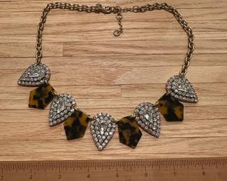 J16 - $12. J Crew Statement Necklace. Rhinestone & Faux Tortoise Shell. 