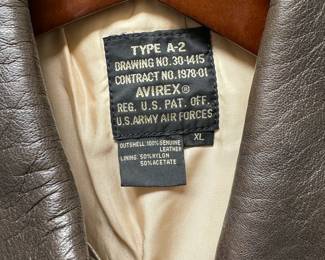 C96 - $225. Type A-2 Leather Avirex Jacket. Size XL. Gently used - VERY good condition! Flight Bomber Jacket. 