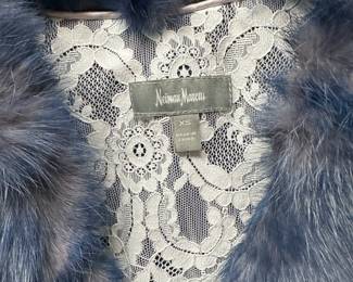 C86 - $50. XS - Neiman Marcus Rabbit Fur Vest in Blue