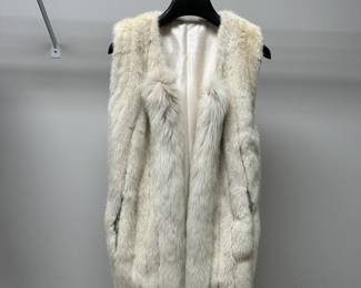 C91 - $225. Mink with Fox Collar Vest. Upcycled Vintage Fur. Purchased on Etsy from someone who reuses old furs into new pieces. Inside is fully lines. Beautiful Piece!