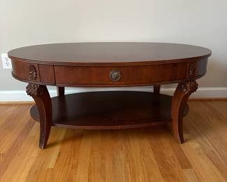 C21 - $40 - Coffee Table with single drawer. Gently used with a few marks here and there. Measures 48" x 29" deep x 20.5" tall. Sturdy & wood. 
