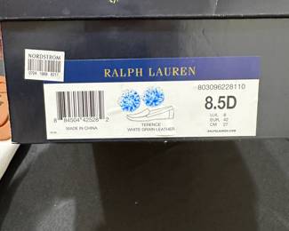 C104 - $10. Size 8.5. Polo Ralph Lauren Terence White Grain Leather