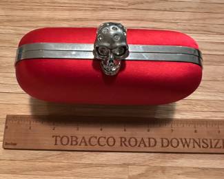 C108 - $400. Alexander McQueen Red Satin Clutch. Very gently used. Beautiful Color!