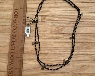 J39 - $15. NWT. Balzaar BBN071 Long Beaded Necklace with Fans. 