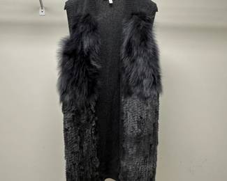 C84 - $95. XS - Neiman Marcus Cashmere. Dyed Rabbit Fur & Cashmere Open Front Duster