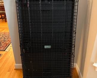 C148 - $35 - Large Metal Folding Dog Kennel. Measures 48" x 30" x 33". 