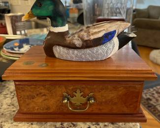 C185 - $95. Irv Phillips Handcarved Mallard Box from Beloit, Illinois. Includes Note from the artist. 