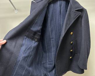 C95 - $50. Oversized Pea Coat Size 6. Navy Blue. No tags. 