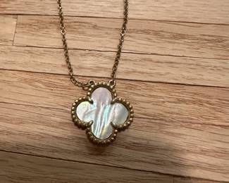J19 - $40. Sterling Necklace with Abalone Center. Necklace is 15.5"